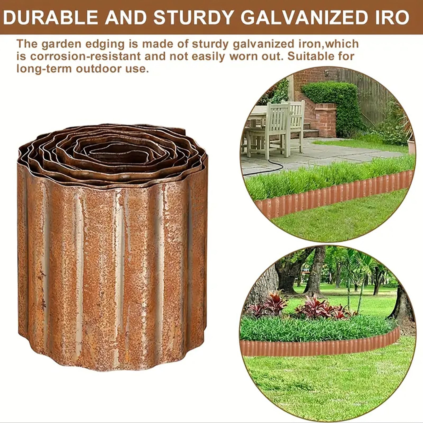 6m Corrugated Steel Garden Edging | Rust