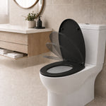 Toilet Seat Soft Close Oval Shape, Premium Thermoplastic, Quick Release, Top & Bottom Fixings | Black