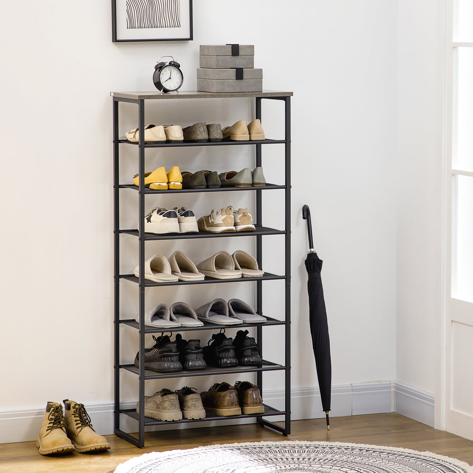 Shoe Rack, 8-tier Shoe Storage Shelf For 21-24 Pair Shoes