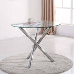 88cm Dia X 75cm H Tempered Glass Crossover Round Dining Table | Large