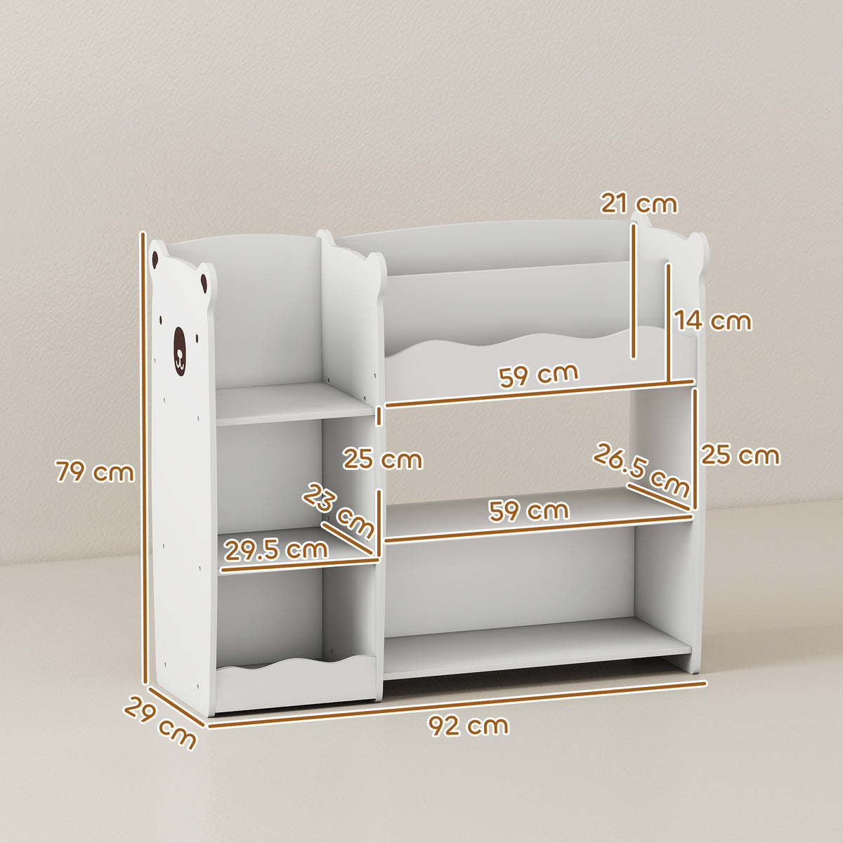 AIYAPLAY Kids Toy Storage Unit, Three Tier Kids Bookshelf For Nursery, White