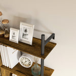 Wall Shelf Unit With 4 Hooks For Living Room | One Size | Brown