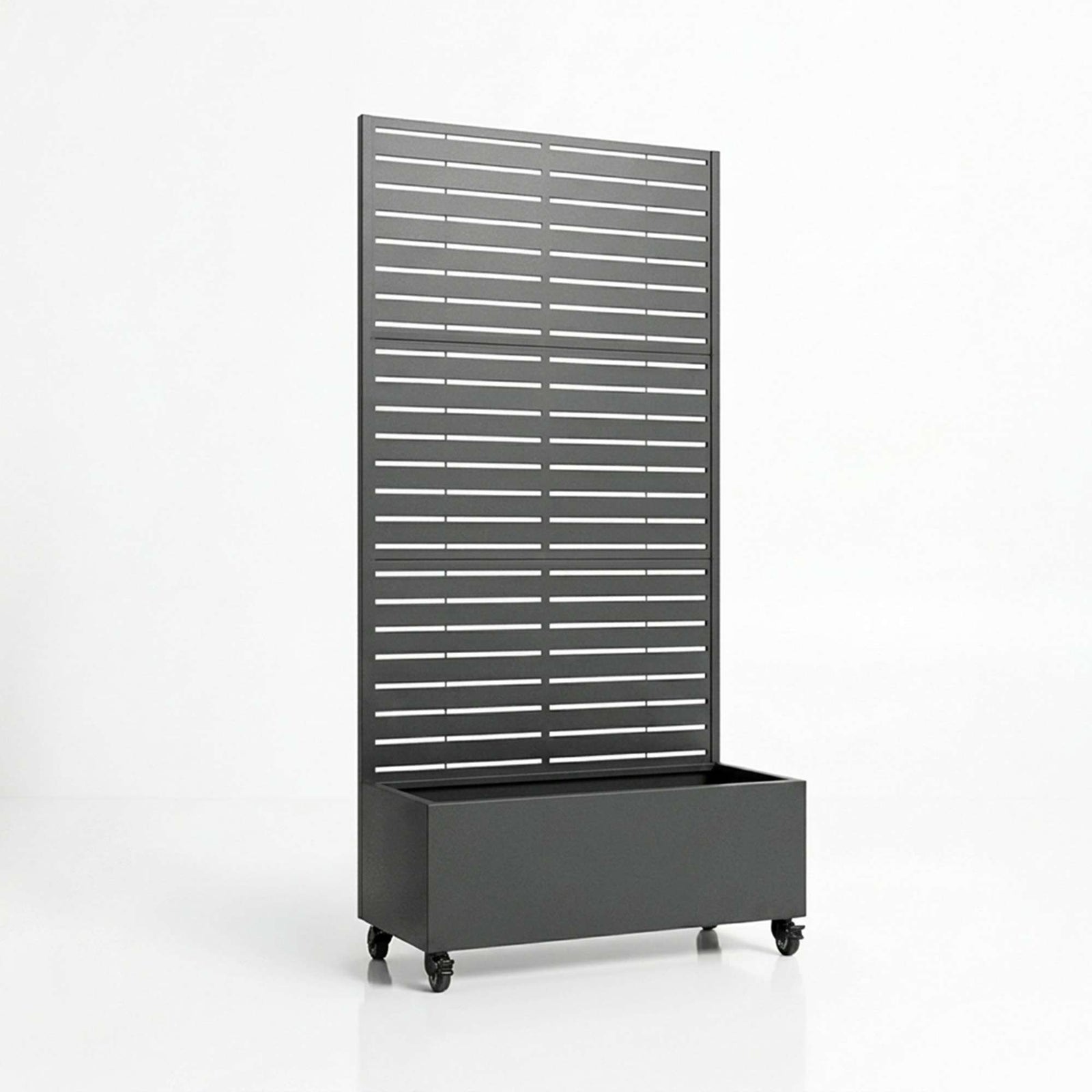 Metal Privacy Screen With Plant Pot - Slat | Anthracite Grey