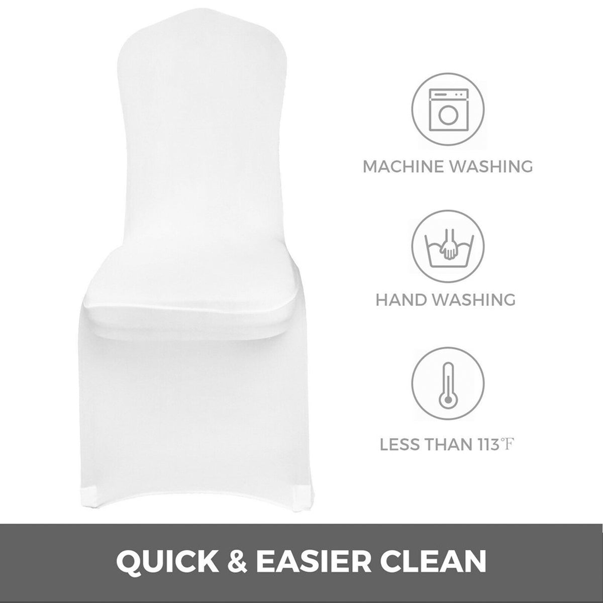 Dining Room Chair Cover Stretch Slipcover – White Polyester & Spandex Removable Seat Cover