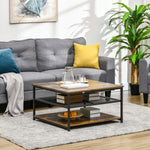 Industrial Coffee Table With 3-tier Storage