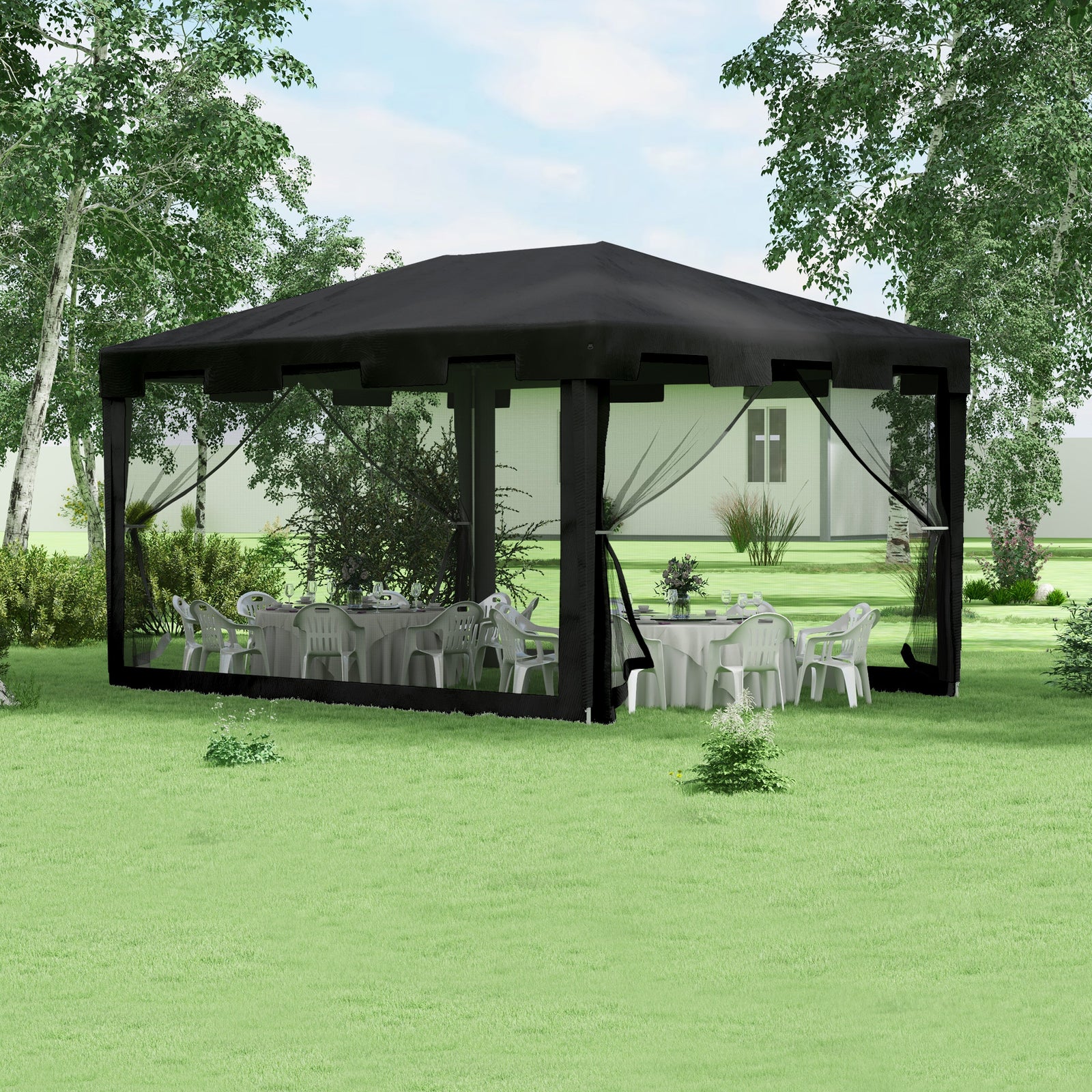 Party Tent Waterproof Garden Gazebo Canopy Cover Shade | Dark Grey