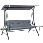 3 Seater Garden Swing, Adjustable Canopy, Grey | Gray
