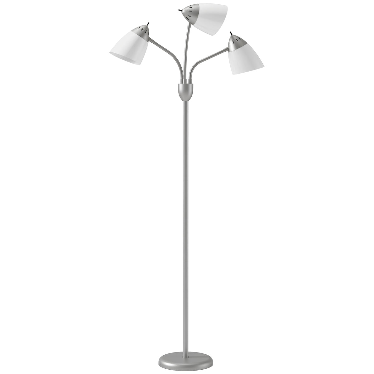 HOMCOM Tree Floor Lamp With 3 Adjustable Light, Standing Lamp, Silver Tone