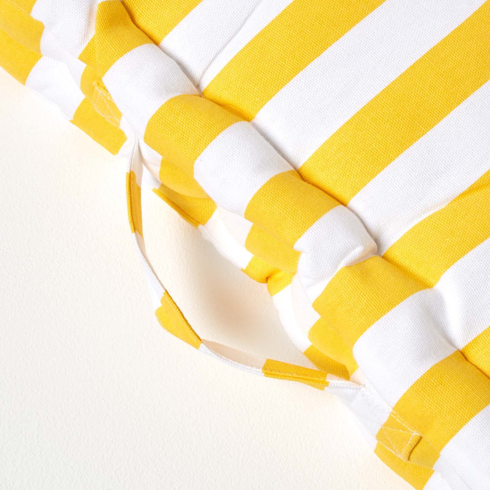 Cotton Thick Striped Floor Cushion | 50cm x 50cm | Yellow