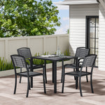 5 Pieces Garden Dining Set Square Garden Dining Table And Chairs Set Grey