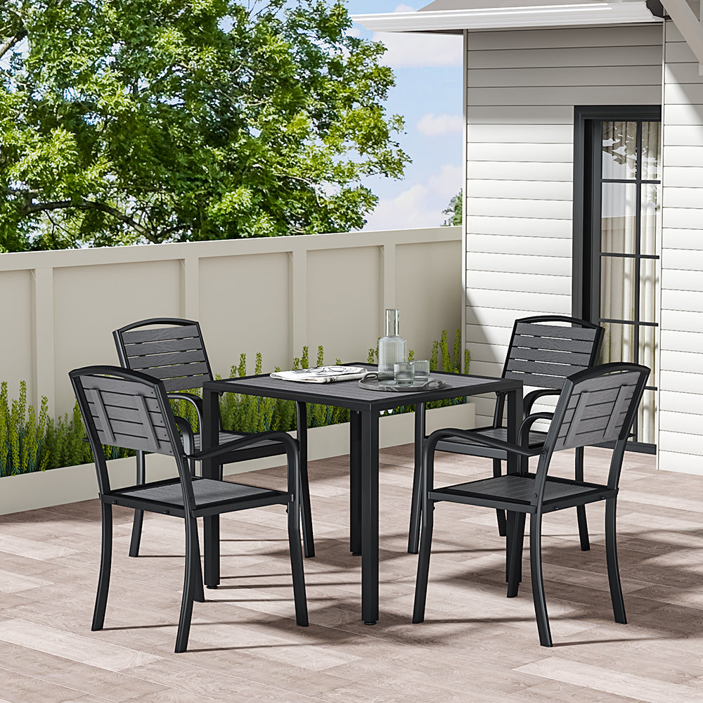 5 Pieces Garden Dining Set Square Garden Dining Table And Chairs Set Grey