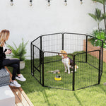 8 Panels Dog Playpen, Foldable Dog Pen Indoor Outdoor With Door | 80cm | Black