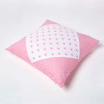 Cotton Cushion Cover With Hearts And Polka Dots Pattern | 60cm x 60cm | Pink