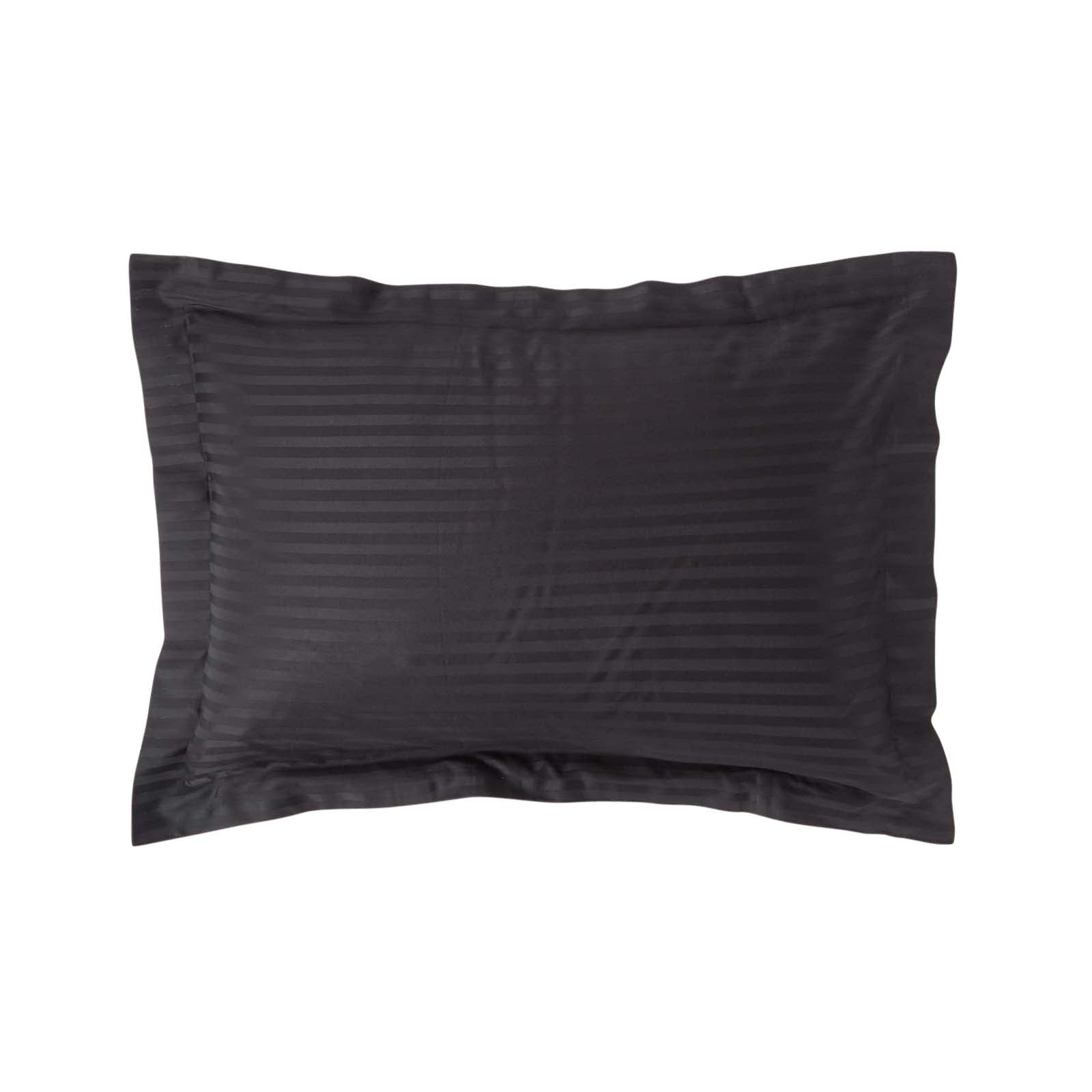 Egyptian Cotton Satin Stripe Oxford Pillowcase 330 Tc | 48 x 74cm | Black
