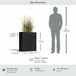 Long Zinc Galvanised Tall Trough Planter | 75cm x 25cm x 90cm | Matte Black