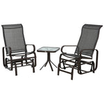3 Pcs Rocking Chair Gliding Chair Set W/ Table For Patio | Brown
