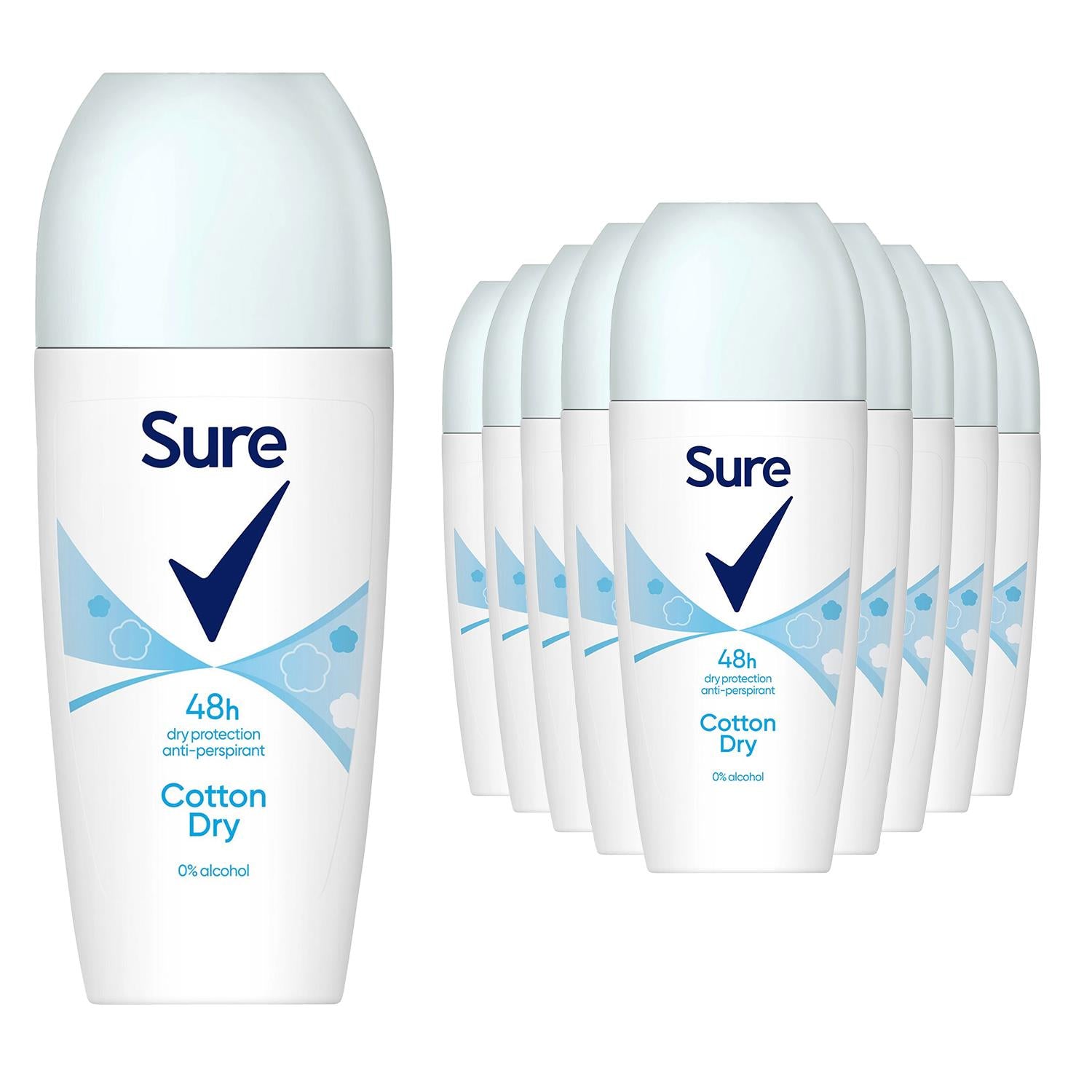 Women Roll On Cotton Dry Antiperspirant Deodorant 48hrs Protection, 12pk, 50ml | One Size