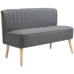 Velvet/linen Double Sofa With Wood Frame Foam Padding | One Size | Charcoal Gray