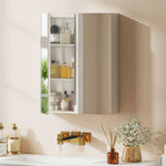 HOMCOM Wall Mounted Bathroom Mirror Storage Cabinet W/ Door Adjustable Shelf