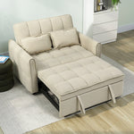 2 Seater Sofa Bed, 3-in-1 Sleeper Sofa With Adjustable Backrest | Tan