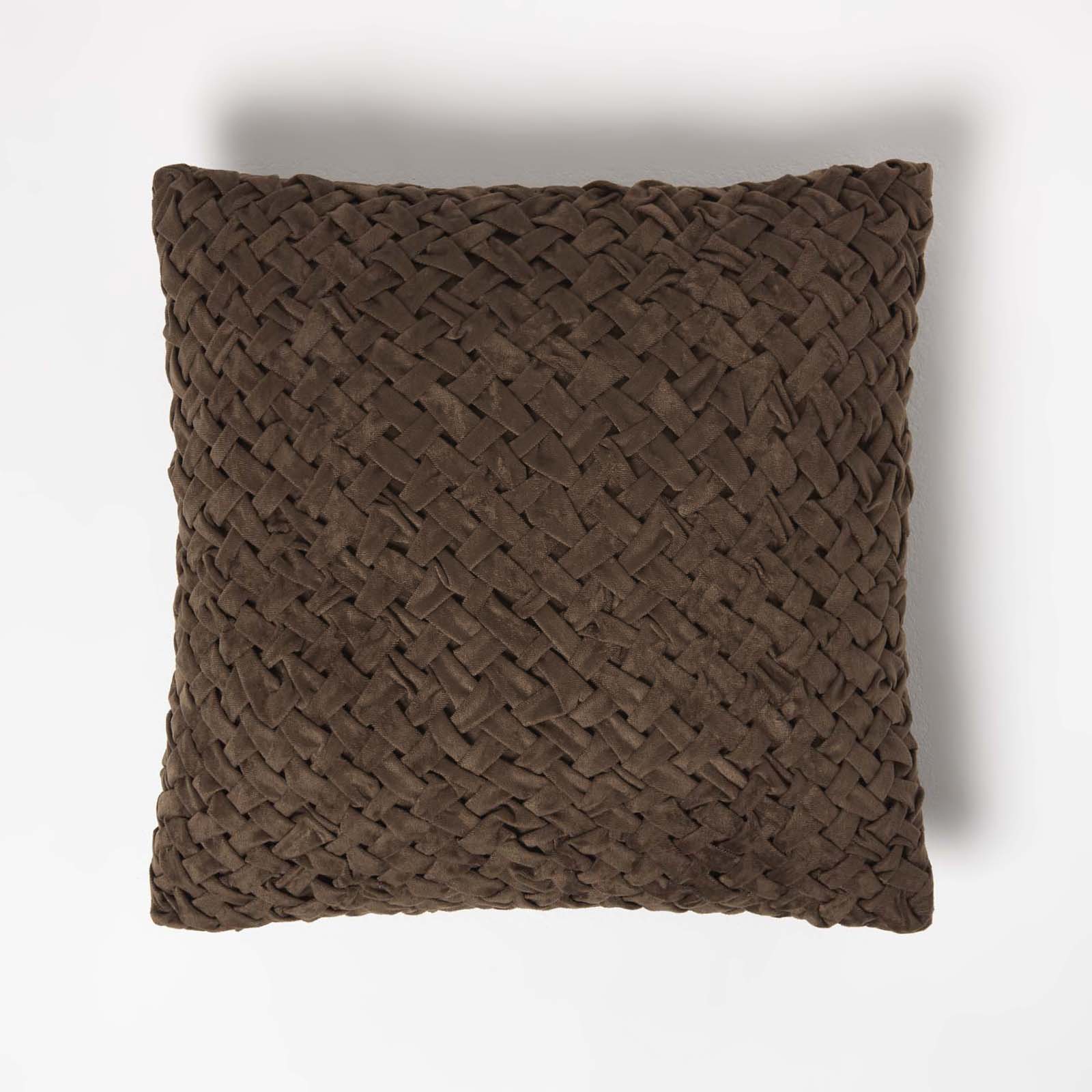 Sofia Pleated Velvet Cushion | 45cm x 45cm | Brown