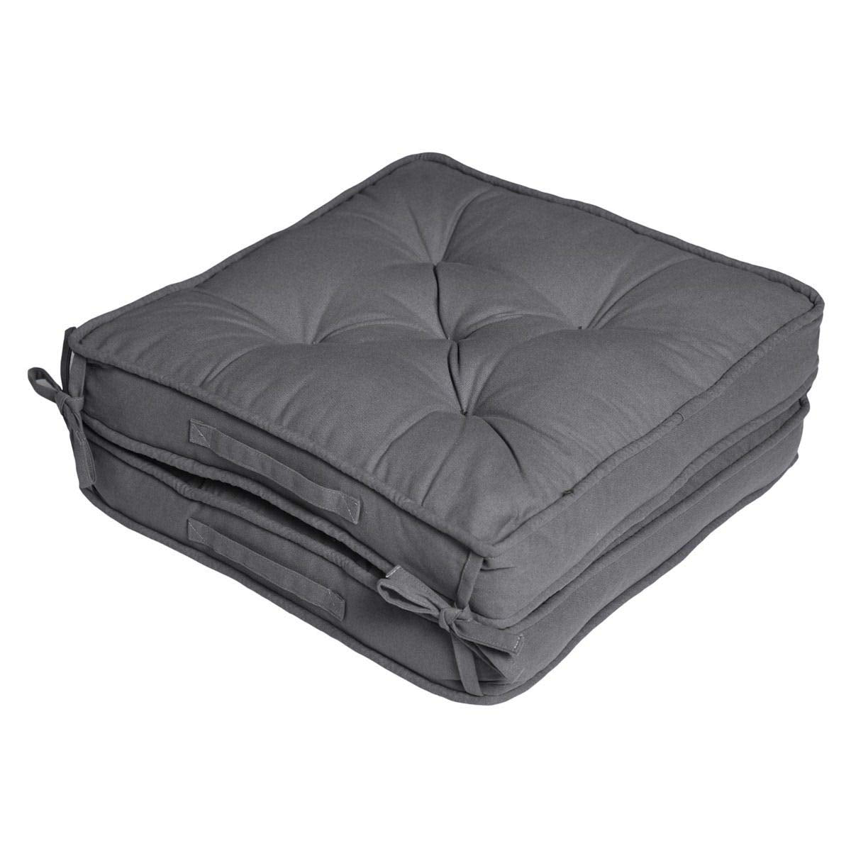 Cotton Travel Support Booster Cushion | 50cm x 50cm | Charcoal Grey