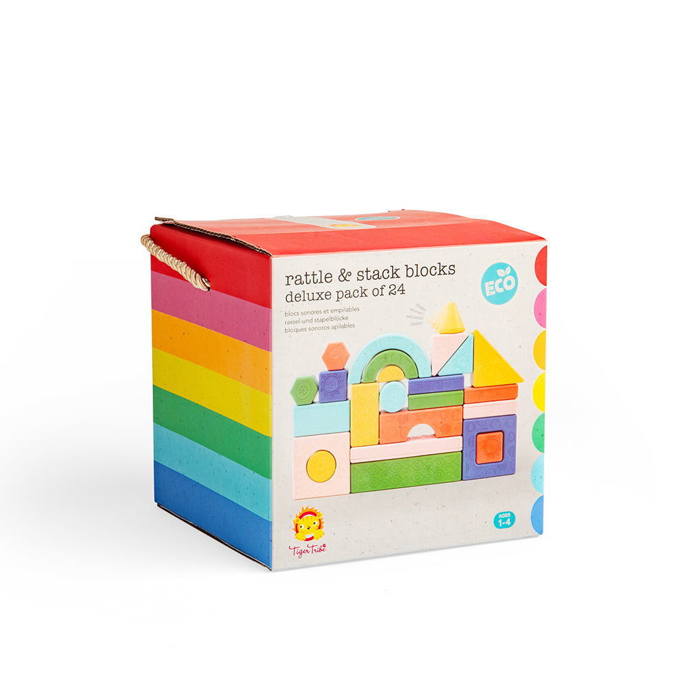 Rattle & Stack Blocks - Deluxe Pack, Includes 24 Shapes