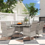 6 Seater Rattan Garden Furniture Set With Cushions | Gray