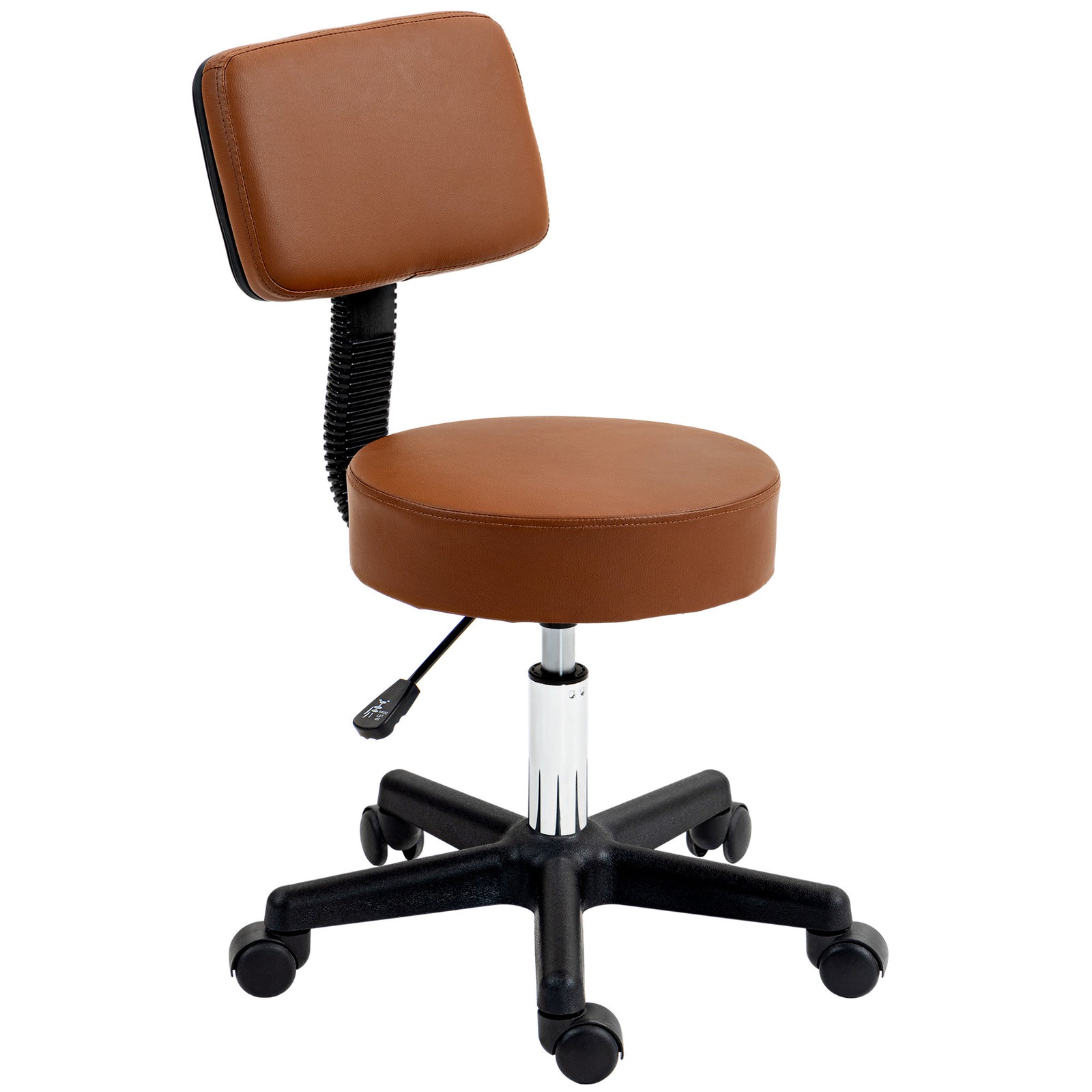 Adjustable Swivel Salon Chair Padded Seat Back 5 Wheels | One Size | Brown