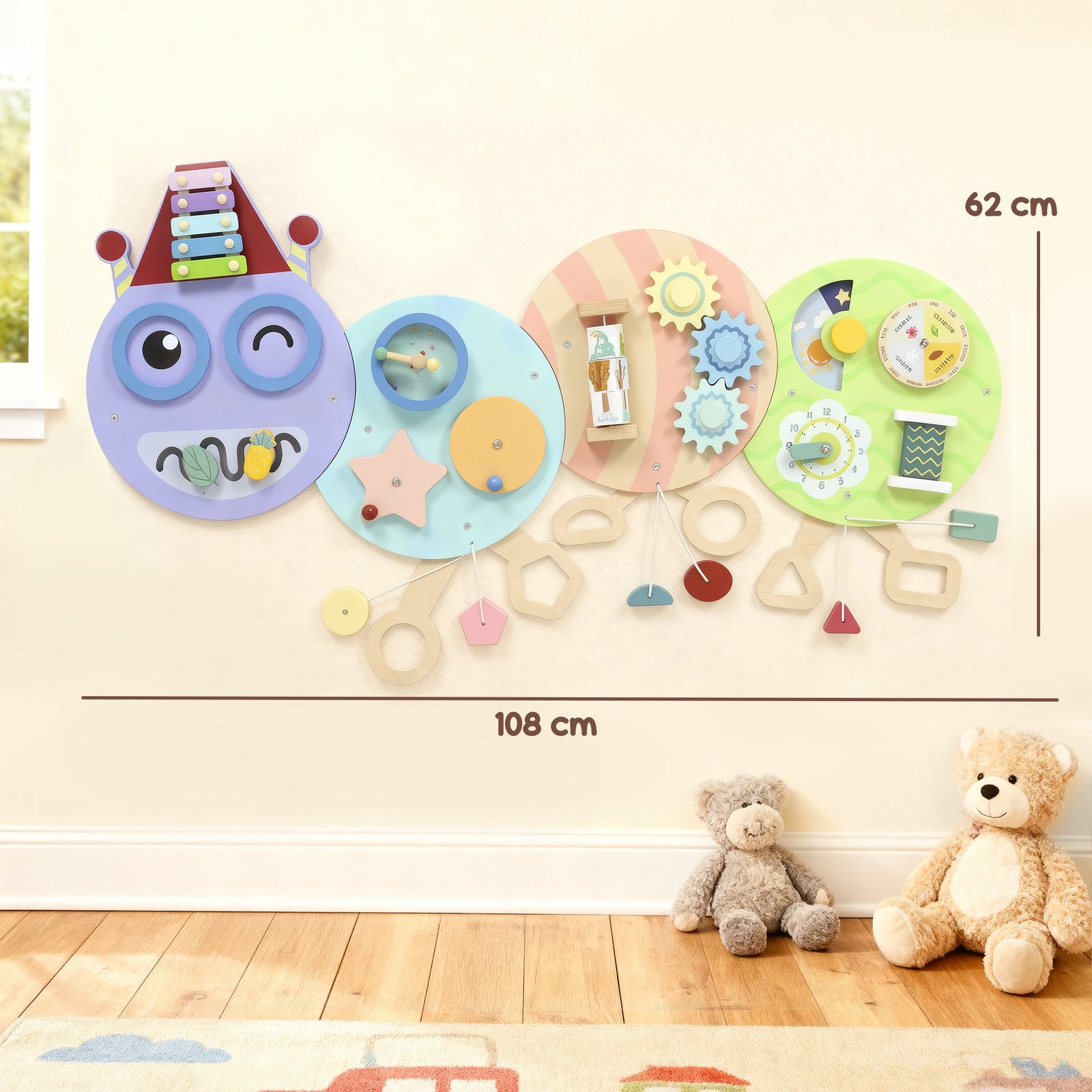 AIYAPLAY Caterpillar Busy Board, Sensory Wall Toy For Toddlers 3+