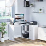 Corner Computer Desk 360° Rotating Dining Table W/ Shelf | White