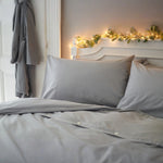 Southwick Cotton Rich Soft Duvet Cover Set -  Breathable Melange Look Bedding With Piped Finish | Single | Grey