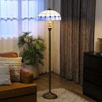 Floor Lamp With Handcrafted Stained Glass Shade, Vintage Standing Lamp | Blue