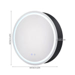 Black Round 60cm Dia Led Bathroom Mirror Cabinet With Storage Anti-fog, Touch Control, Adjustable Color Temperature