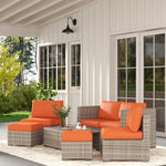 Outdoor Patio Furniture Set Weather Wicker Rattan Sofa Chair | Orange