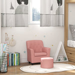 Kids Sofa Set With Footrest For Playroom Bedroom | Pink