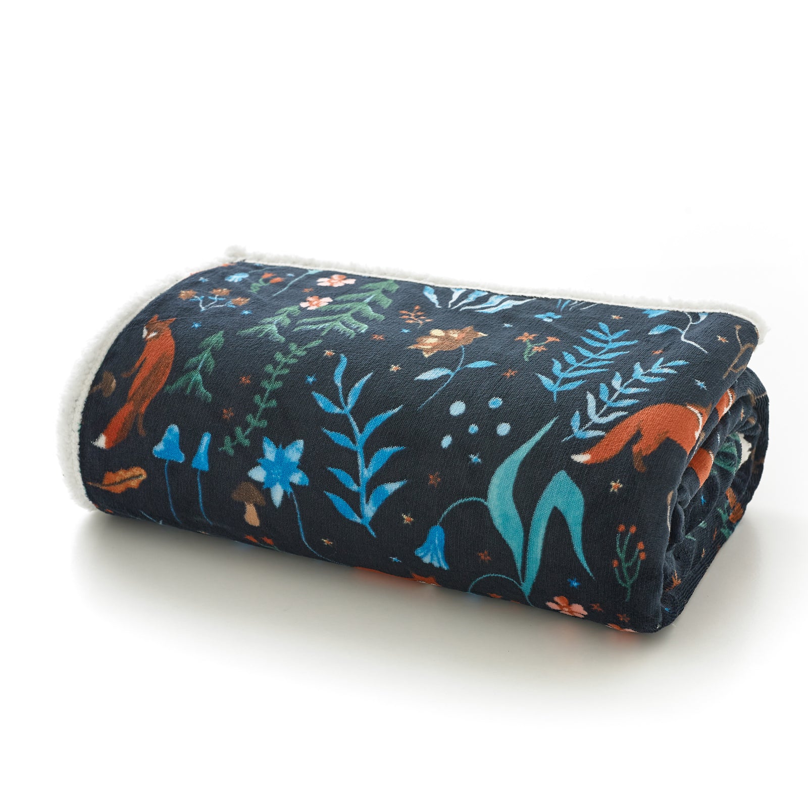 Snuggle Warm Fleece 140x180cm Throw Fox And Florals