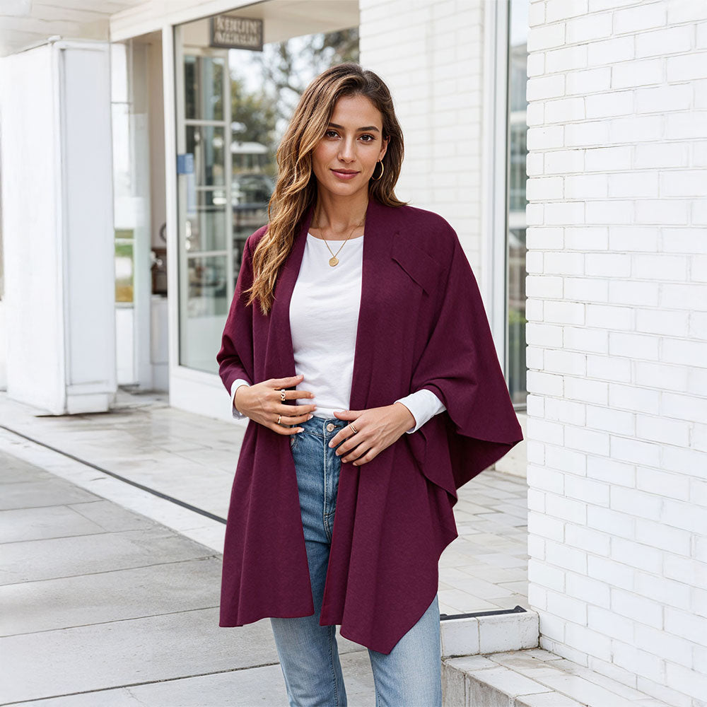 Elegant Cross Front Shawl Wrap | Wine