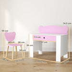 AIYAPLAY Kids Desk And Chair Set, Children Writing Table With Drawer, Pink