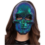 Sequin Skull Mask, Two Tone Blue & Green