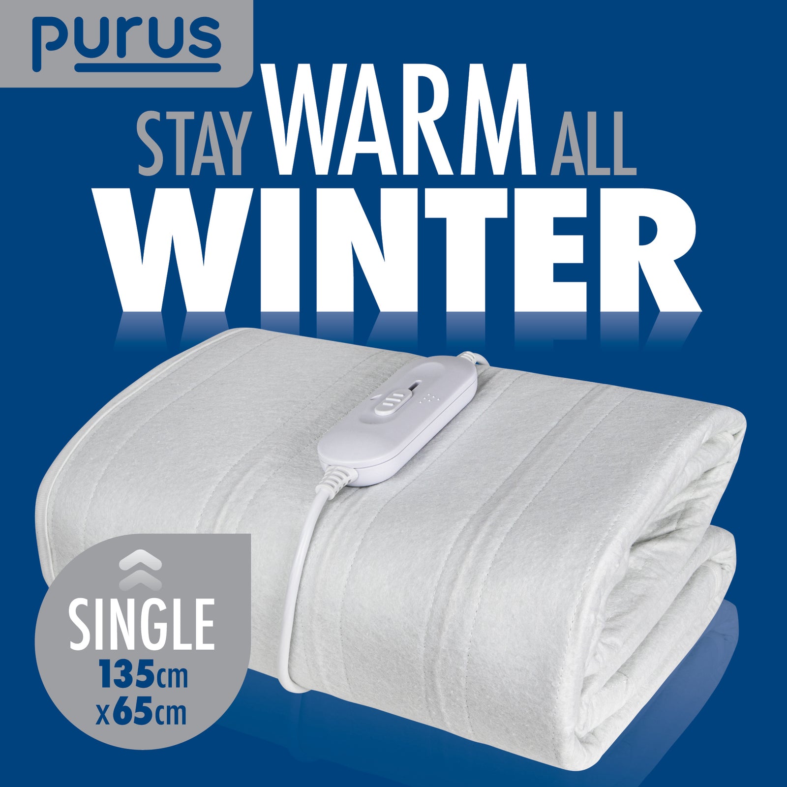 Electric Blanket Soft Fleece Fitted Bed Underblanket 3 Setting Heat Control | Single | White