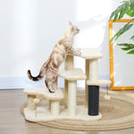 Cat Tree 2 In 1 Pet Stairs W/ Scratching Tickling Post, Beige