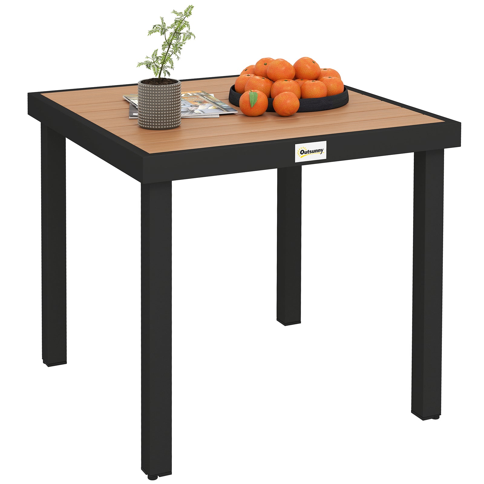 78 Cm Garden Dining Table For 4, Square Outdoor Side Table | Natural