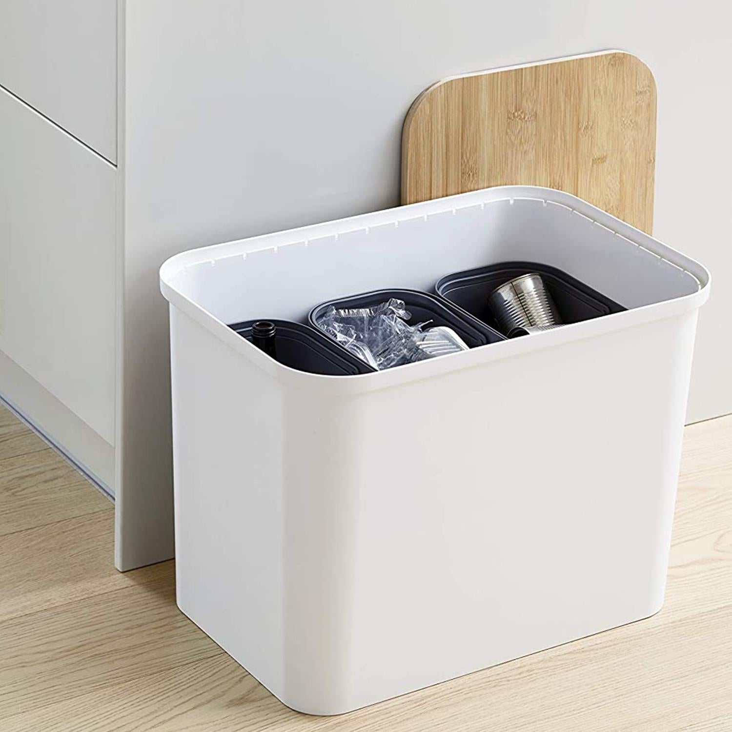 Collect Recycling Solution Bin & Lid Gift Set 76 L, White/taupe/birch