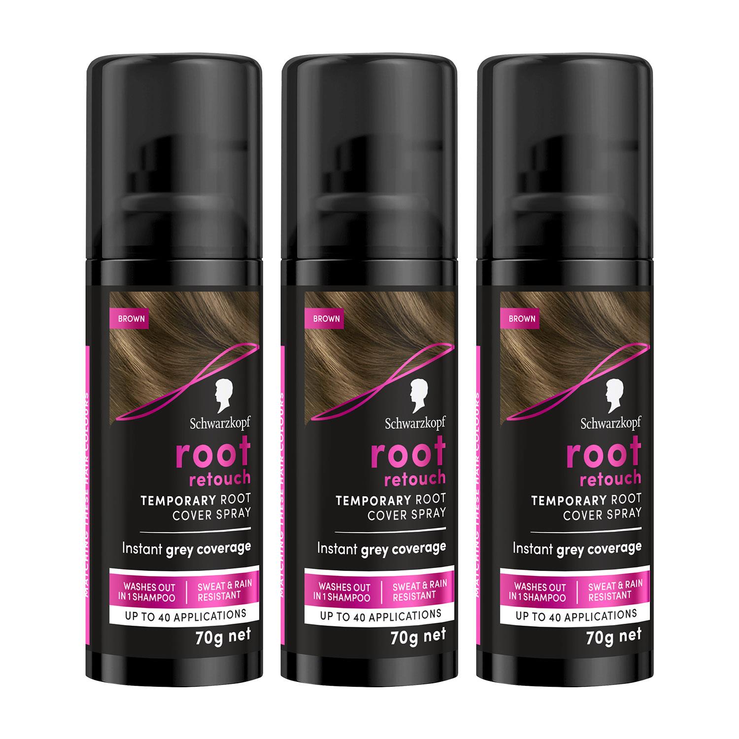 Root Retouch Temporary Root Cover Spray Brown 70g 3 Pack