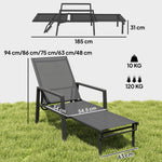 Sun Lounger W/ Retractable Footrest, 5-position Adjustable | Set-of-1 | Grey