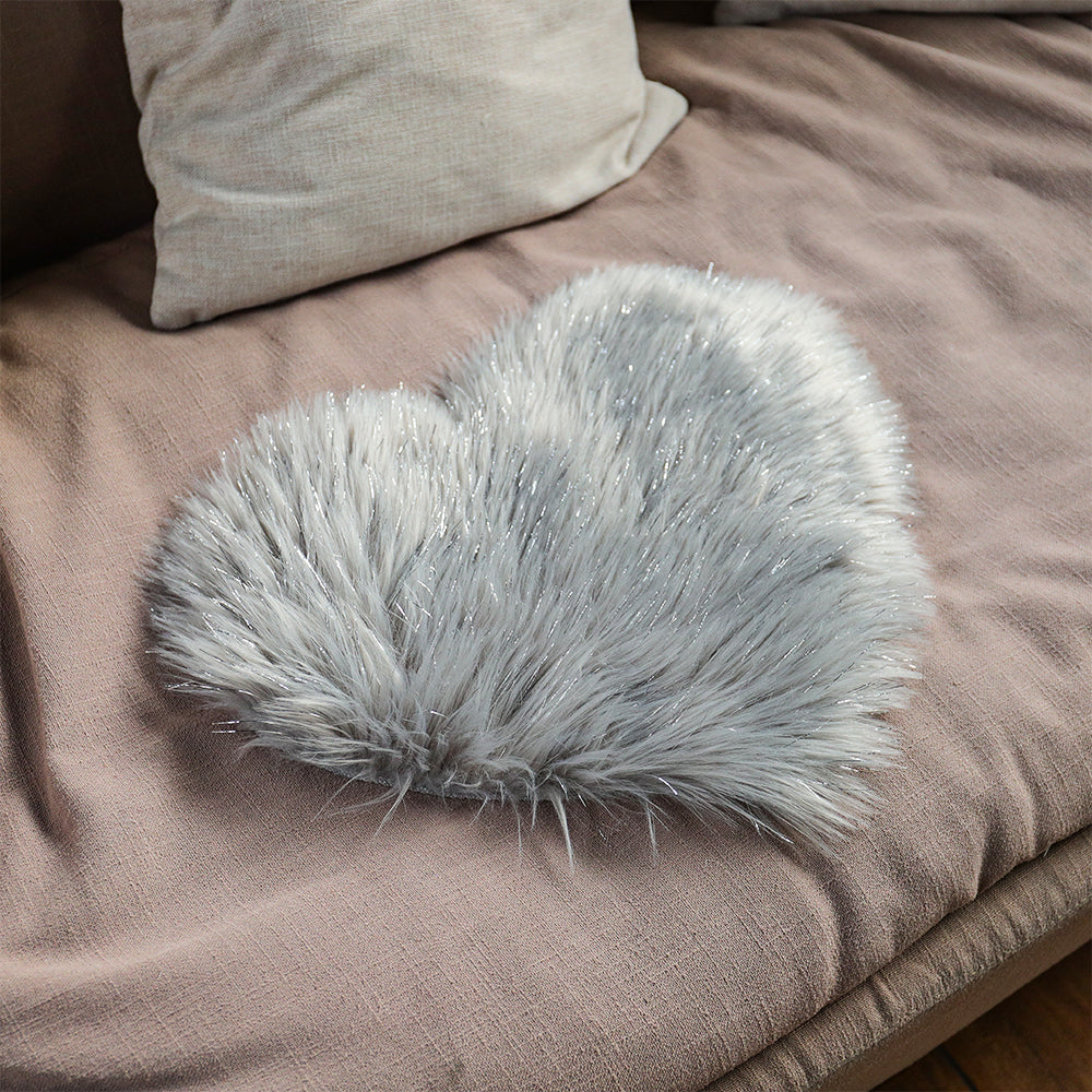 Heart Shaped Super Soft Shaggy Area Rug Grey