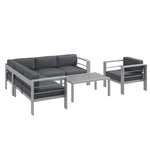 5 Pcs Garden Sofa Set W/ Cushions, Aluminium Furniture Sets | Light Slate Gray