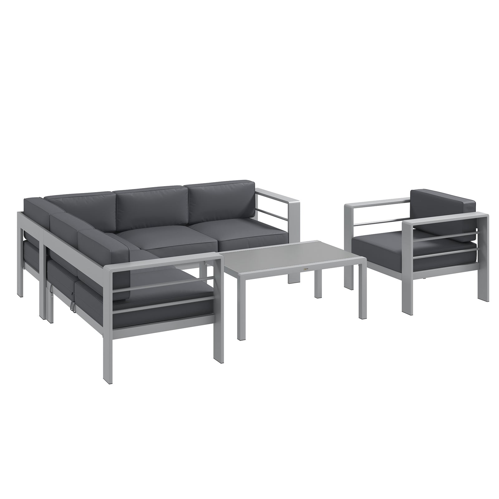 5 Pcs Garden Sofa Set W/ Cushions, Aluminium Furniture Sets | Light Slate Gray
