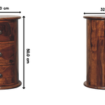 Artisan Furniture Solid Mango Wood 3 Drawer Chestnut Sheesham Drum